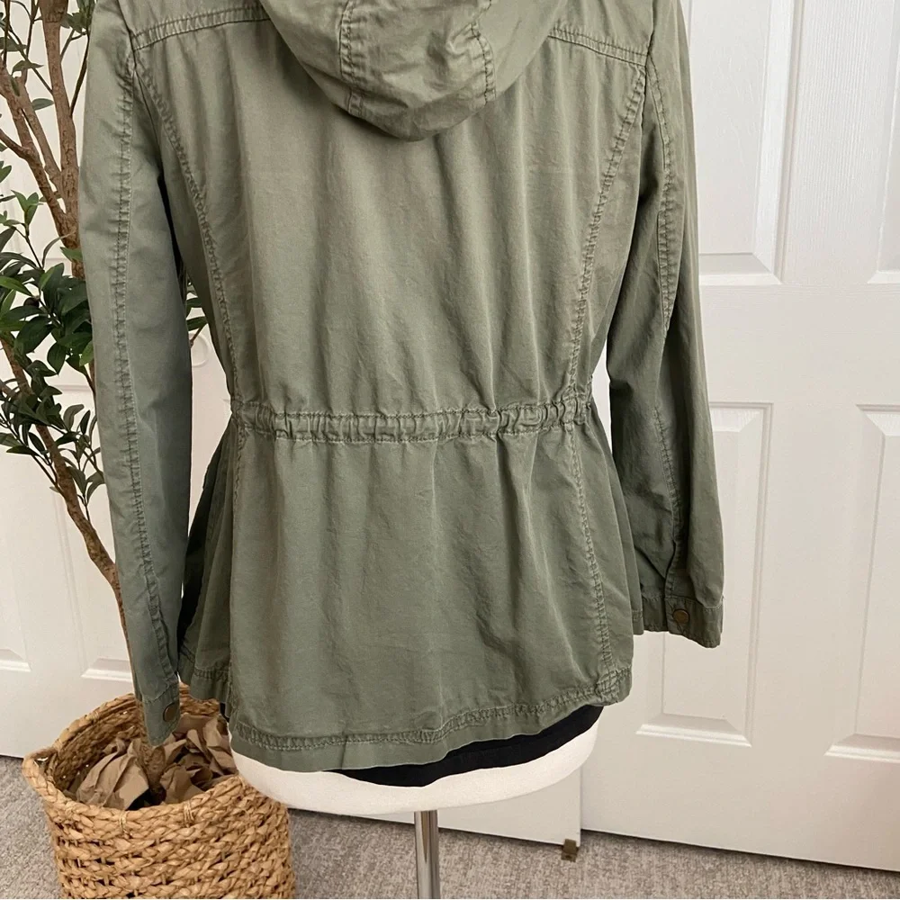 Cargo Utility Hoodie Jacket, Military Vibe, Adjustable Gathered Waist - Picture 10 of 14